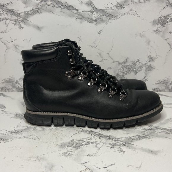 Cole Haan Zerogrand Hiker Boot Mens Size 8 Black Leather Waterproof Hiking Shoe - Picture 1 of 9